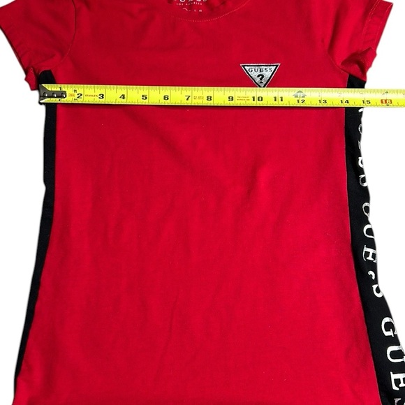 Guess top,women S,Red Fitted Short Sleeve T-shirt, side logos, bright,fun,cotton - Picture 8 of 15